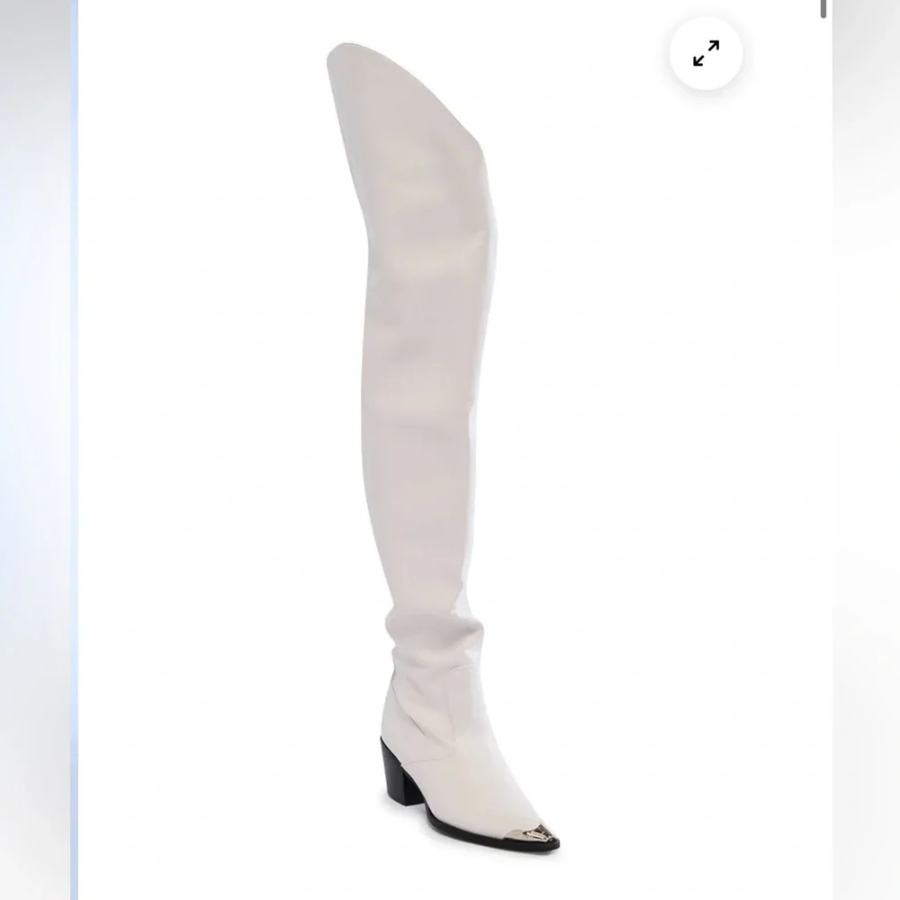White Over-the-Knee Leather Boots — Sleek Women's Riding-Inspired Style